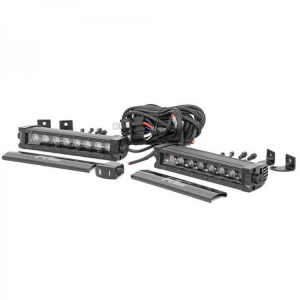 Set 2 bare LED 8" single row cu DRL alb și fază spot Rough Country Black Series, Universal, Rough Country - Img 2