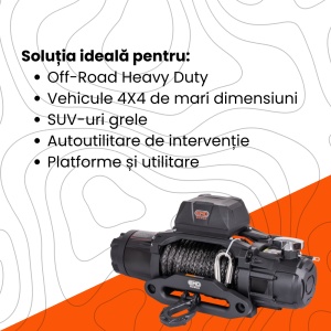 Troliu electric auto EMD Winch Dual Speed 13000lbs (5897kg), 12V, cablu sintetic, 25m, raport 201:1 / 100:1 - Img 4