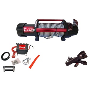 Troliul electric Grizzly Winch cu toate accesoriile incluse.