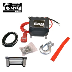 Toate accesoriile incluse în pachetul troliului Grizzly Winch.