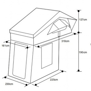 Anexă pentru cort auto, închis complet, cu podea, impermeabil, cu prindere rapidă prin banda scai, 230 x 225 x 190 cm, compatibil cu cortul de acoperiș auto Whisper 160 CampTalk