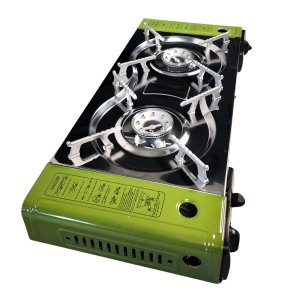 Aragaz camping cu două ochiuri SPARK100 DOUBLE Green, 2 x 2500W, Epifit