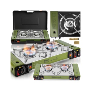 Aragaz camping cu două ochiuri SPARK100 DOUBLE Green, 2 x 2500W, Epifit