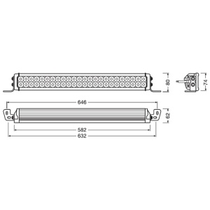 Schema tehnică detaliată a barei LED Osram VX500-CB, cu dimensiunile în centimetri.