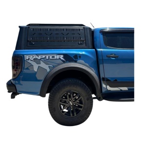 Black hardtop for Ford Ranger, Wildtrak, Raptor (2023-2025), with glassless folding side doors, multifunctional exterior side panels, tailgate with tinted security glass and AQM M80 sliding front window - Img 5