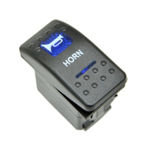 Buton tip Carling pornit/oprit universal 12V/24V pentru claxon, 5 pini, iluminare LED albastră, ORE4x4