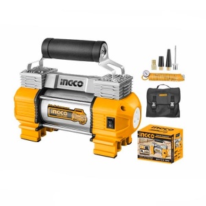Compresor auto cu 2 cilindri, accesorii si geanta incluse Ingco - Img 2