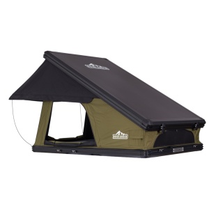 Cort de acoperiș auto, 2 persoane, Hard Top Aluminiu, 210 x 130 cm, 92 kg, Port încălzire Webasto, Bandă LED și Saltea Premium 7 cm cu strat anti-condens - Overlander Armor Top 2.0 Eco-Green