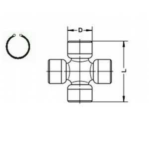 Desen tehnic ce prezintă dimensiunile crucii cardanice de 61 mm, compatibilă Suzuki Samurai.