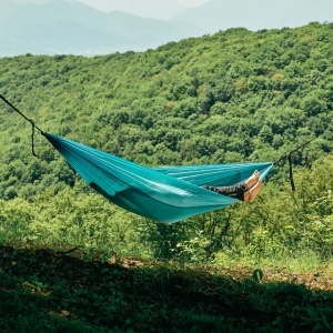 Hamac camping hikerjoy turcoaz, nylon parașută 210T, capacitate 225 kg, hikerjoy