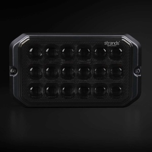 Lampa de avertizare stroboscopica Strands Dark Knight Duo, cu lentilele întunecate.