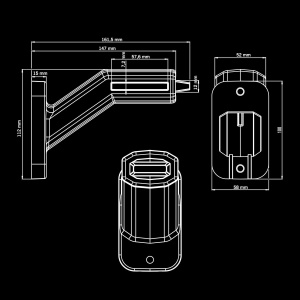 Lampă laterală LED stânga Freedom Light Guide, 8W, 12–24V, cablu 400 mm, carcasă cauciuc, lentilă policarbonat, 58x161,5x112 mm, rezistent la apă și praf (IP6K9K), Strands