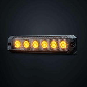 Lumină marcaj lateral Slim LED Dark Knight SM6 10–32V, 6W, 6 LED galben-ambre, rezistent la apă și praf (IP69K), carcasă aluminiu negru, lentilă fumurie, Strands