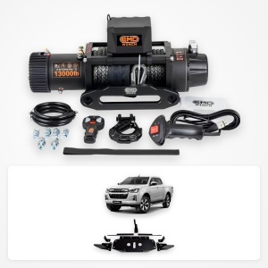 Pachet troliu Isuzu D-Max (2019-2026): troliu electric EMD Winch 13000 lbs cablu sintetic și suport troliu dedicat