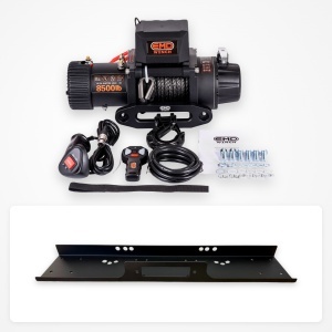 Pachet troliu universal: troliu electric EMD Winch 8500 lbs cablu sintetic și suport troliu universal 8500 lbs