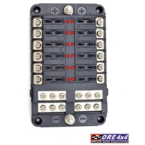 Panou siguranțe auto universal cu 12 sloturi și indicator LED 12V-24V ORE4x4 - Img 2
