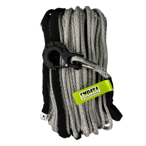Plasmă (cablu) sintetică pentru troliu 10 mm x 28 m, sarcină rupere 9500 kg, cu cârlig, EMD4x4