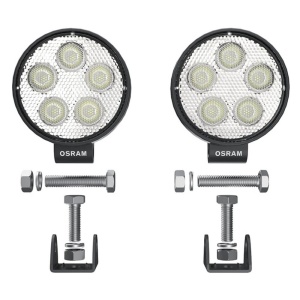 Două proiectoare LED Osram VX70-SP cu componentele de montaj demontate.