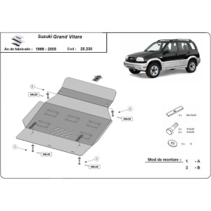 Scut auto metalic Suzuki Grand Vitara (1998-2005), Grand Vitara XL-7, protejează motorul și radiatorul, grosime 3 mm, vopsit in camp electrostatic