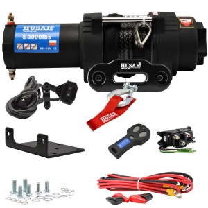 Troliu electric ATV Husar Winch 3000lbs (1361kg) 12v Cablu Sintetic 12m Raport 138:1