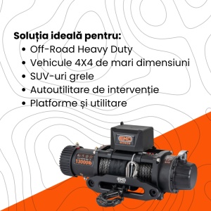 Aplicații recomandate pentru troliu: vehicule 4x4, SUV-uri grele și autoutilitare.