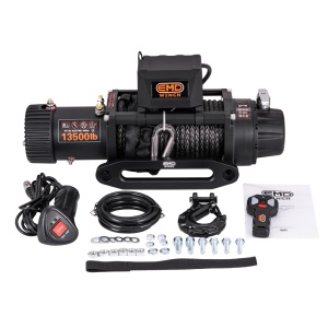 Troliu electric auto 13500lbs (6123kg), 12V, cablu sintetic, 25m, raport 150:1, EMD Winch