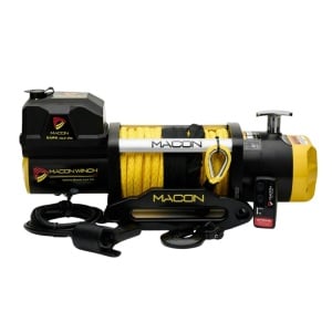 Troliu Macon Hawk 13000lbs (5897KG) 12V cablu sintetic 26m Raport 170:1