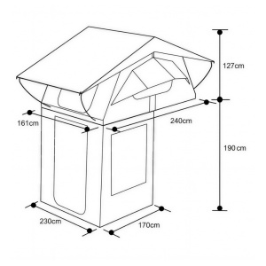 Anexă pentru cort auto, închis complet, cu podea, impermeabil, cu prindere rapidă prin banda scai, 230 x 170 x 190 cm, compatibil cu cortul de acoperiș auto Echo 160 CampTalk - Img 3