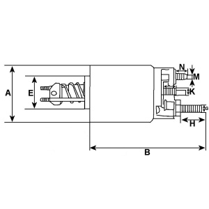 Solenoid HC-Cargo pentru Suzuki Jimny, prezentat într-o schemă tehnică de dimensiuni.