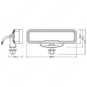 Desen tehnic cu dimensiunile precise ale barei LED și ale sistemului de montaj.