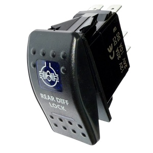 Buton tip Carling pornit/oprit pentru blocare diferențial spate, universal 12V/24V, iluminare LED albastră, ORE4x4 - Img 3