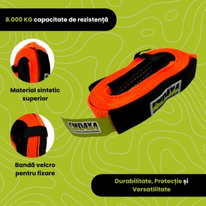Car recovery strap 8t (8000kg) 6m x 50mm Orange Emd4X4 - Img 3