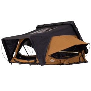Cort de acoperiș auto 3 persoane, Hard top aluminiu, 152 x 218 cm, 96 kg, Port încălzire Webasto, Bandă LED, Saltea cu strat anti-condens - Overlander Nova Sahara