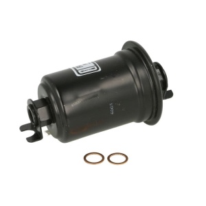 Vedere laterală a filtrului de combustibil Filtron PP 915/1, compatibil cu Suzuki Samurai (1988-2004).