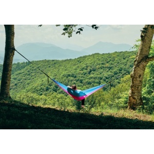 Hamac portabil din nylon tip parașută hikerjoy, 225 kg, Pink Sky Blue, Hikerjoy