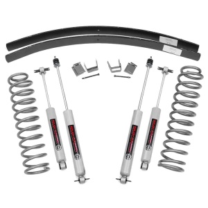 Kit suspensie Jeep Cherokee XJ (1984-2001) lift 7 cm cu arcuri lamelare spate și 4 amortizoare N3 Rough Country