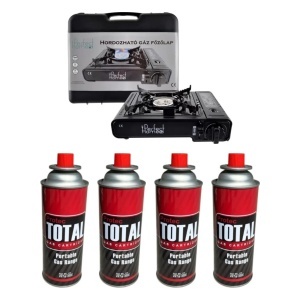 Pachet aragaz portabil 2.5 kW Perfect Home cu 4 cartușe gaz 227 g