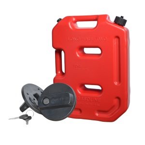 Pachet Suport și Canistră de 10L, 34.5 x 10.5 x 47.1 cm, din plastic cu supapă de aerisire și furtun flexibil de turnare inclus, roșu, Emd4x4
