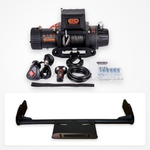 Pachet troliu Dacia Duster 1 (2010-2017): troliu electric EMD Winch 8500 lbs cablu sintetic și suport troliu dedicat