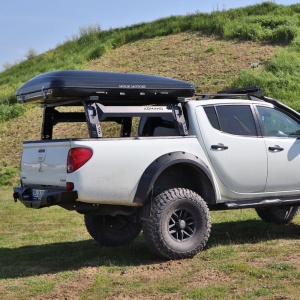 Rollbar Universal Pick-Up mountain top pentru corturi de acoperiș si accesorii overlanding, cu proiectoare incluse, negru, AQM4WD S75