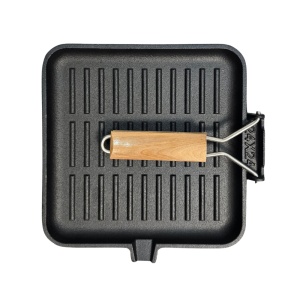 Tigaie grill din fontă cu coadă 21,5 x 21,5 cm Perfect Home