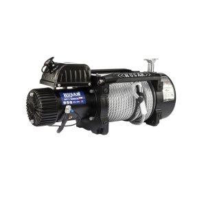 Vedere frontală a troliului Husar Winch 18000lbs cu cablu de oțel, fără accesorii.