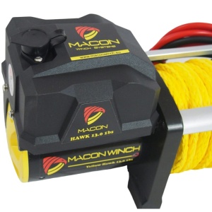 Troliu Macon Hawk 13000lbs (5897KG) 12V cablu sintetic 26m Raport 170:1