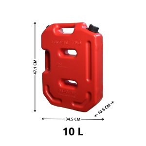 Canistră din plastic cu supapă de aerisire și furtun flexibil de turnare inclus, roșu, 10L, 34.5 x 10.5 x 47.1 cm, Emd4x4