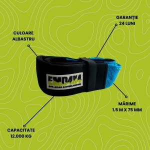 Chingă de recuperare auto 12t (12000kg) 1.5m x 75mm Albastru Emd4X4 - Img 4