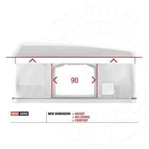 Cort de acoperis auto Maggiolina Grand Tour 360 Alb X-Long, textil gri închis, 2-4 persoane, 84 kg, 165 x 230 x 36/115 cm Autohome - Img 8