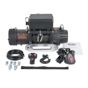 Electric winch 6000 lbs (2722 kg), 12V, 15 m synthetic rope, 173:1 gear ratio, EMD Winch