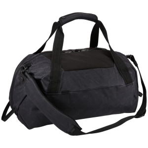Geanta duffel cu curea de umăr detașabilă, văzută din alt unghi.