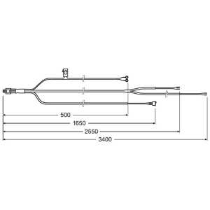 Schemă tehnică cu dimensiunile instalației electrice OSRAM.