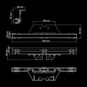 Lampă poziție laterală LED galben Freedom Dark Line 250x24,5x15,5 mm, 6,5W / 6W, 12–24V, cablu 400 mm, policarbonat negru, lentilă închisă, rezistent la apă și praf (IP6K9K), Strands